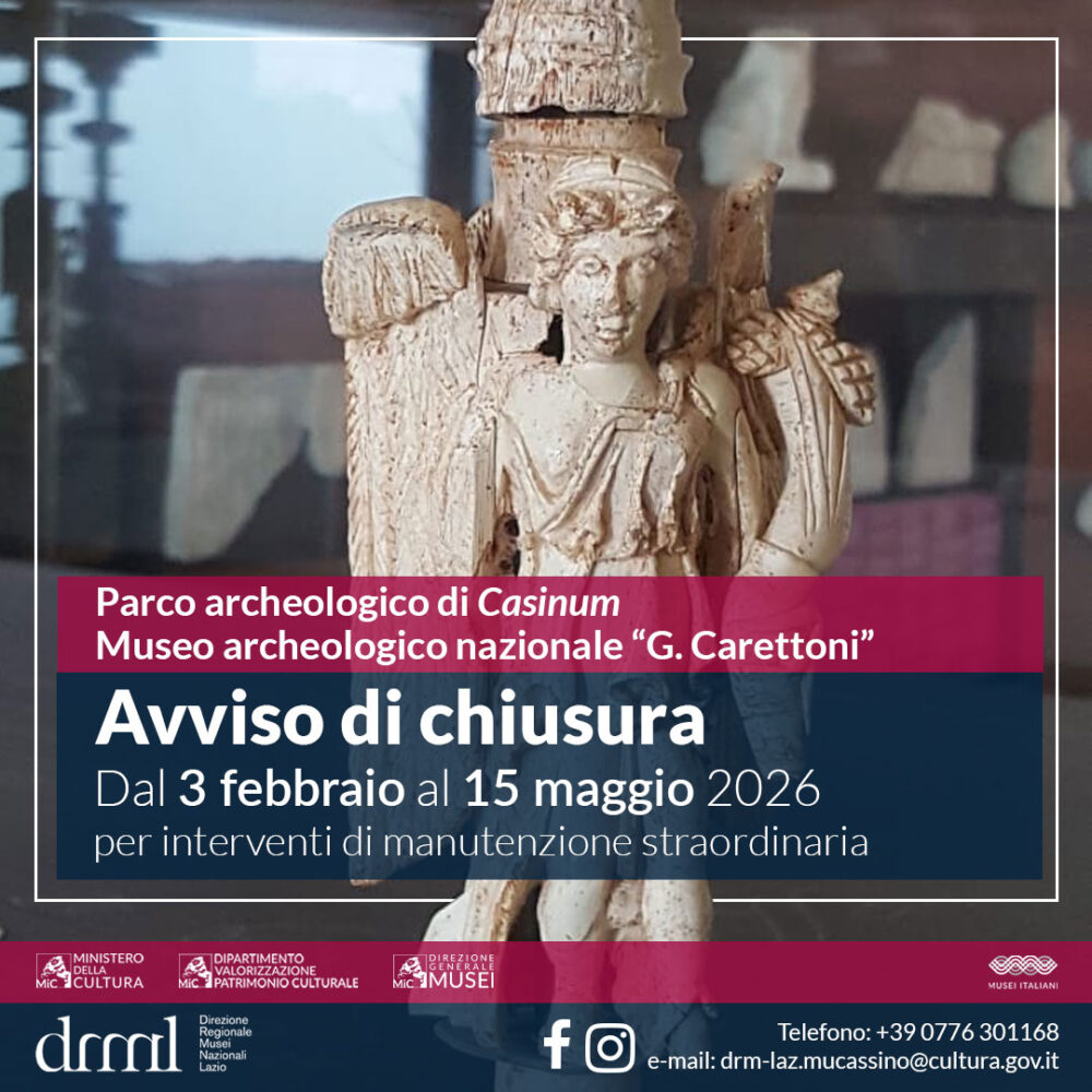 Chiusura straordinaria del Parco archeologico di Casinum e il Museo archeologico nazionale “G. Carettoni”