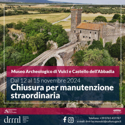 Chiusura straordinaria del Museo archeologico di Vulci dal 12 al 15 novembre 2024