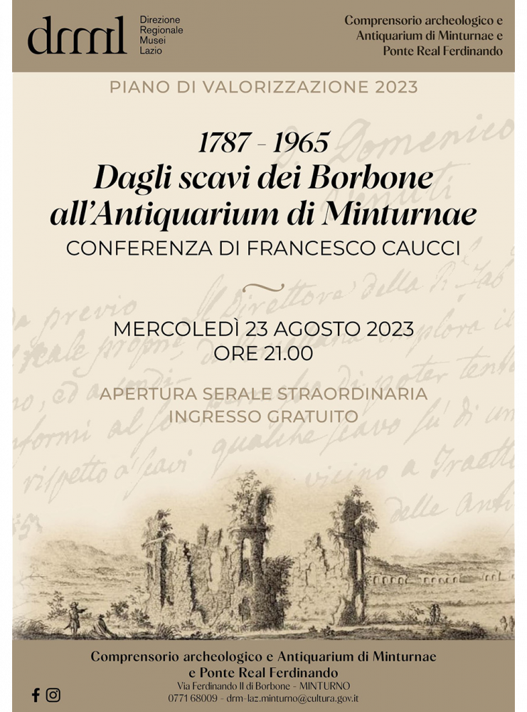 1787-1965. Dagli scavi dei Borbone all’Antiquarium di Minturnae Conferenza di Francesco Caucci