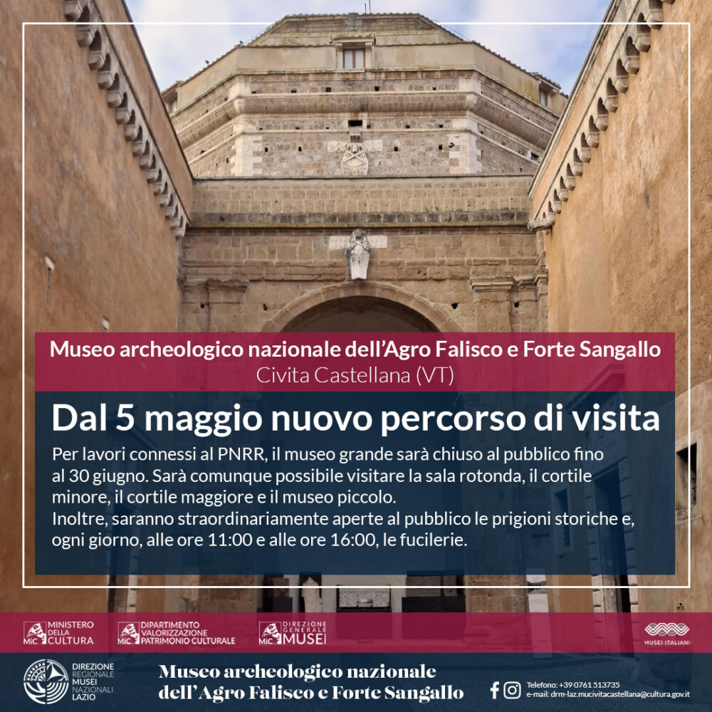 Museo archeologico nazionale dell’Agro Falisco e Forte Sangallo: dal 5 maggio nuovo percorso di visita
