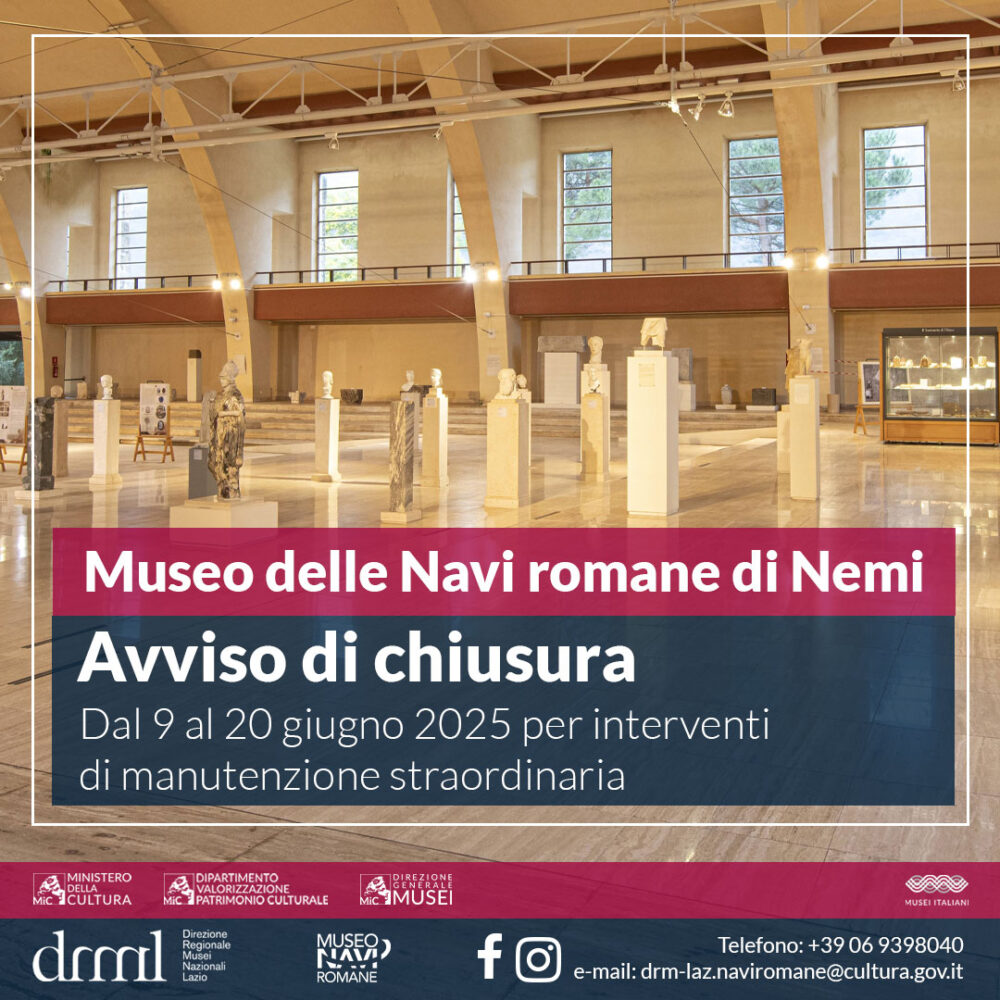 Chiusura del Museo delle navi Romane di Nemi dal 9 al 20 giugno 2025