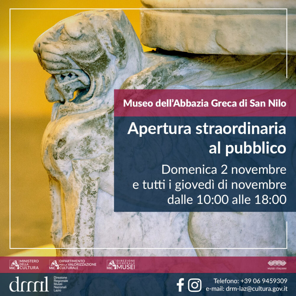 Apertura straordinaria del Museo dell’Abbazia Greca di San Nilo